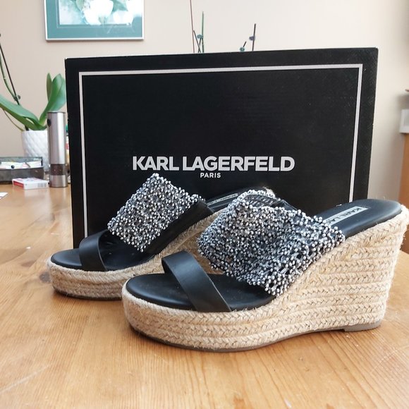 Karl Lagerfeld platform espadrille sandals - Picture 1 of 5